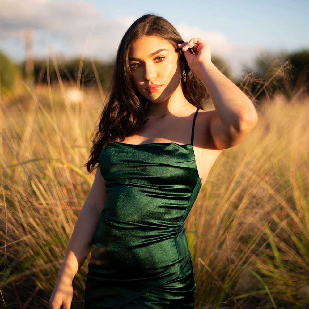 Satin green dress